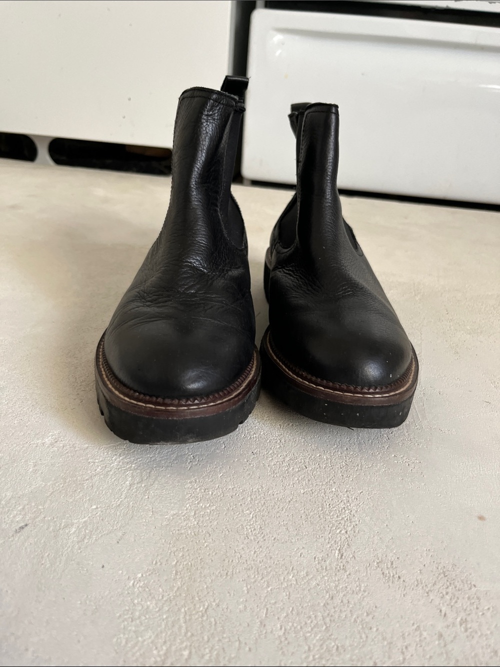 women’s Black Leather Chelsea Boots